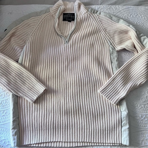 Vintage 90s y2k NAUTICA Quarter Zip Pullover Chunky Rib Knit Sweater SIZE XL - Picture 9 of 12